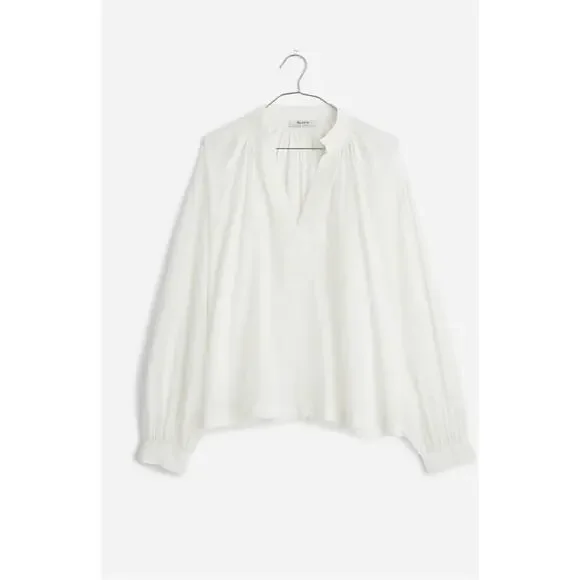 NWT Madewell Shirred Long-Sleeve Top Size Small White - Picture 5 of 8